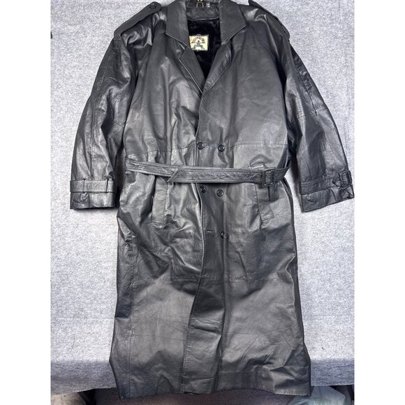 Phase 2 Coat XL Black Leather Jacket Metal Gothic Marilyn Manson Rain Trench